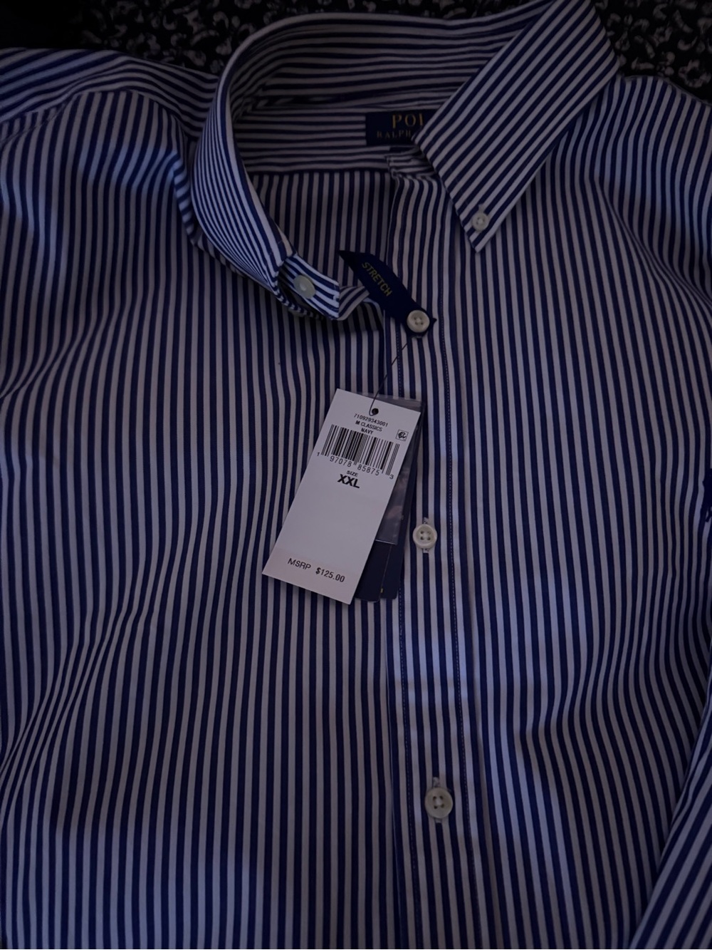 Polo by Ralph Lauren Navy and White Striped Men's Dress Shirt